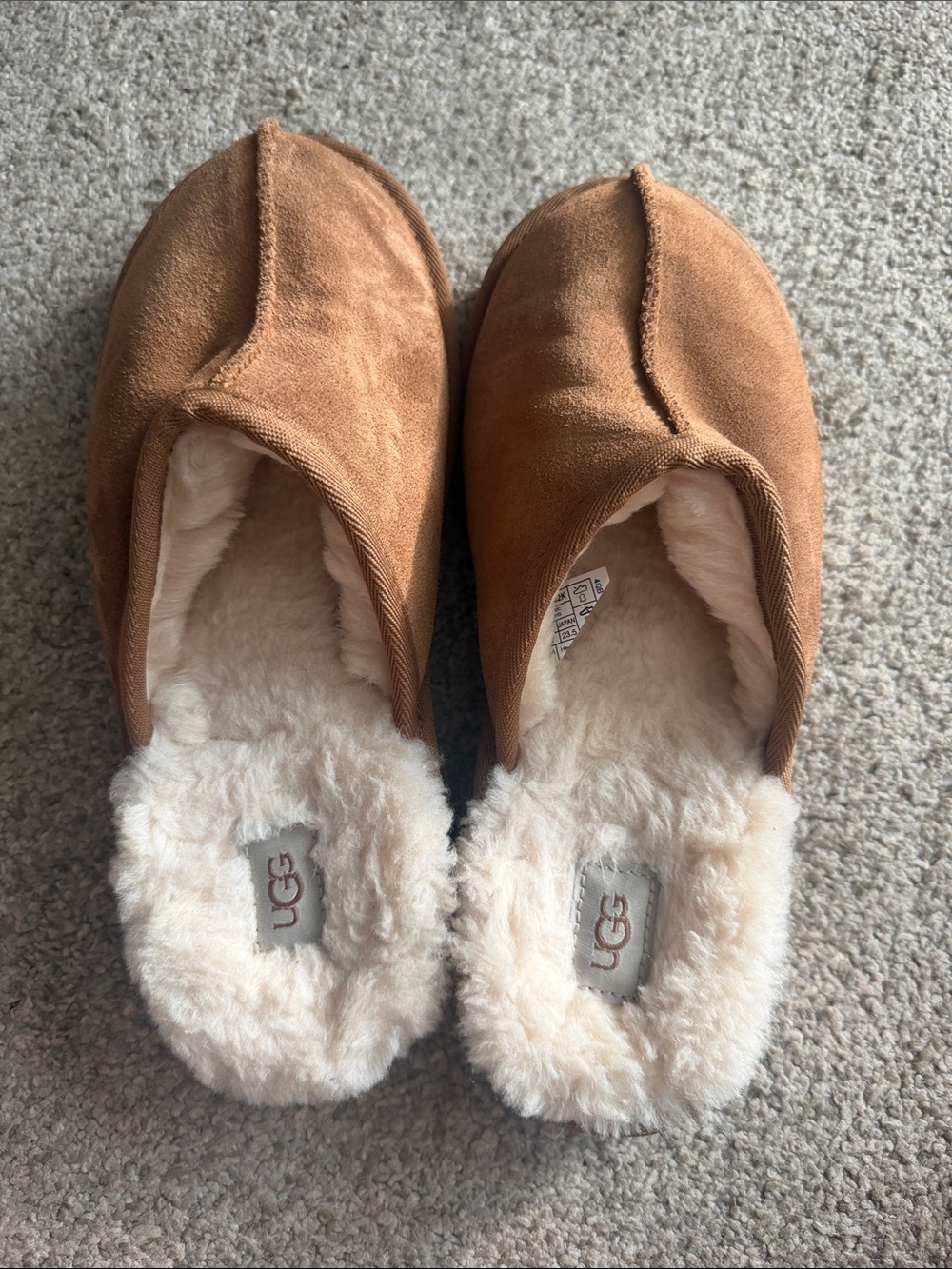 UGG Tan Suede Shearling Lined Slip-On Slippers